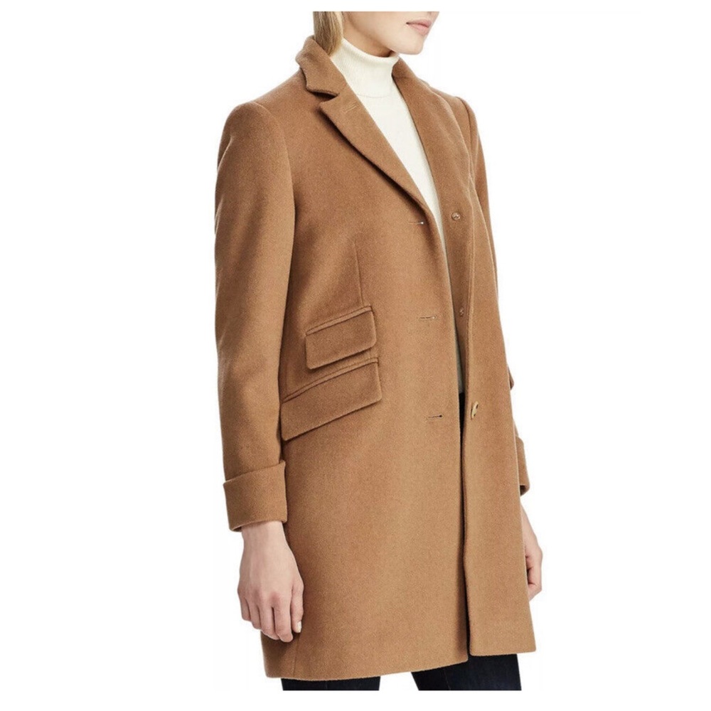 Ralph Lauren Camel Wool-Blend Pea Coat
